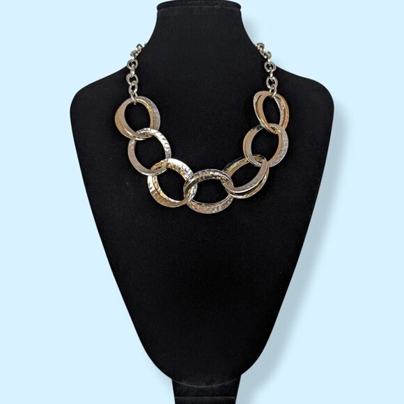 Jewelry - 2-Tone Hammered Metal Cut Out Necklace